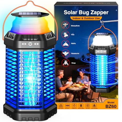 Image of Foldable Solar Bug Zapper Outdoor - Portable 4500V Mosquito Zapper with 12H Battery, USB & Solar Charging, IP66 Waterproof, Ideal for Camping, Patio, Backyard, Indoor & Outdoor Use