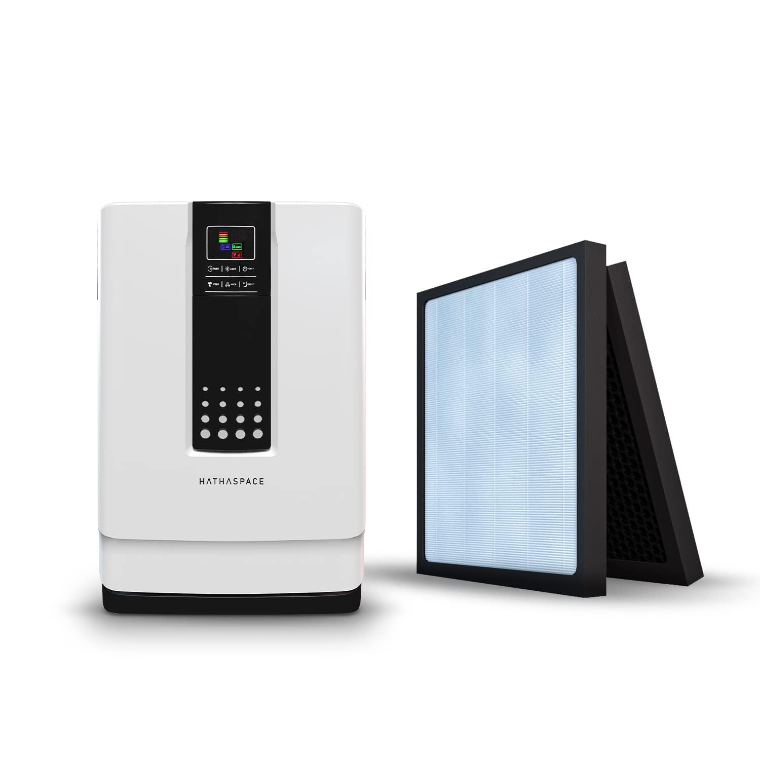 HATHASPACE Smart Air Purifier for Home with Extra H13 True HEPA Air Filter for Allergens, Pets, Smoke, Quiet Air Cleaner, Removes 99.9% of Dust, Pet Dander, Odors, Pollen - HSP001