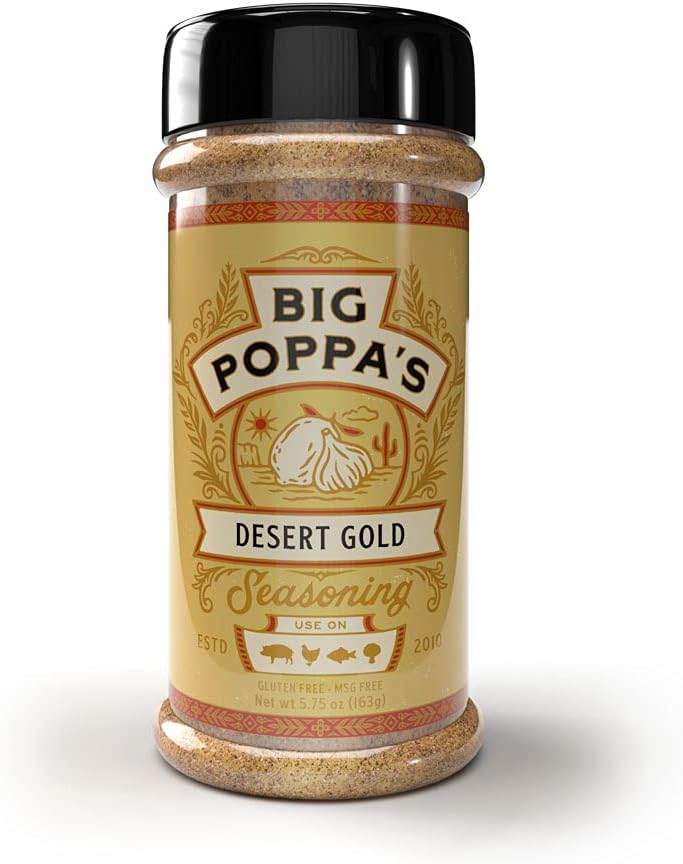 Big Poppa’s Desert Gold Seasoning — Irresistible Lemon & Mediterranean Flavors Blend Dry Seasoning — Gluten-Free Spice Mix — Chicken & Fish Seasoning for Cooking with Citrus Flavor (5.75 oz)
