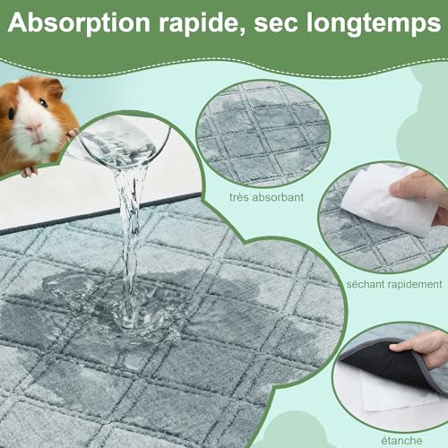 Tapis anti-urine cochon d'inde réutilisable absorbant cage 2pcs - 6