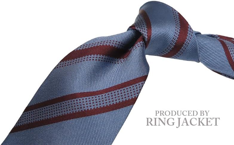 [リングヂャケット] [ PRODUCED BY RING JACKET ] ストライプタイ (ブルー地にエンジ系のストライプ) R