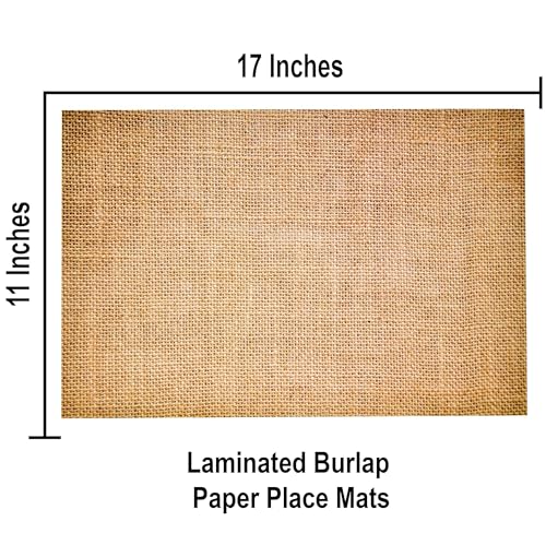 Gift Boutique 50 Disposable Burlap Printed Paper Place Mats 11 Inch X 17 Inch Rectangle Rustic Coated Place Mat Vintage Country Table Setting Party Supplies thumb #1