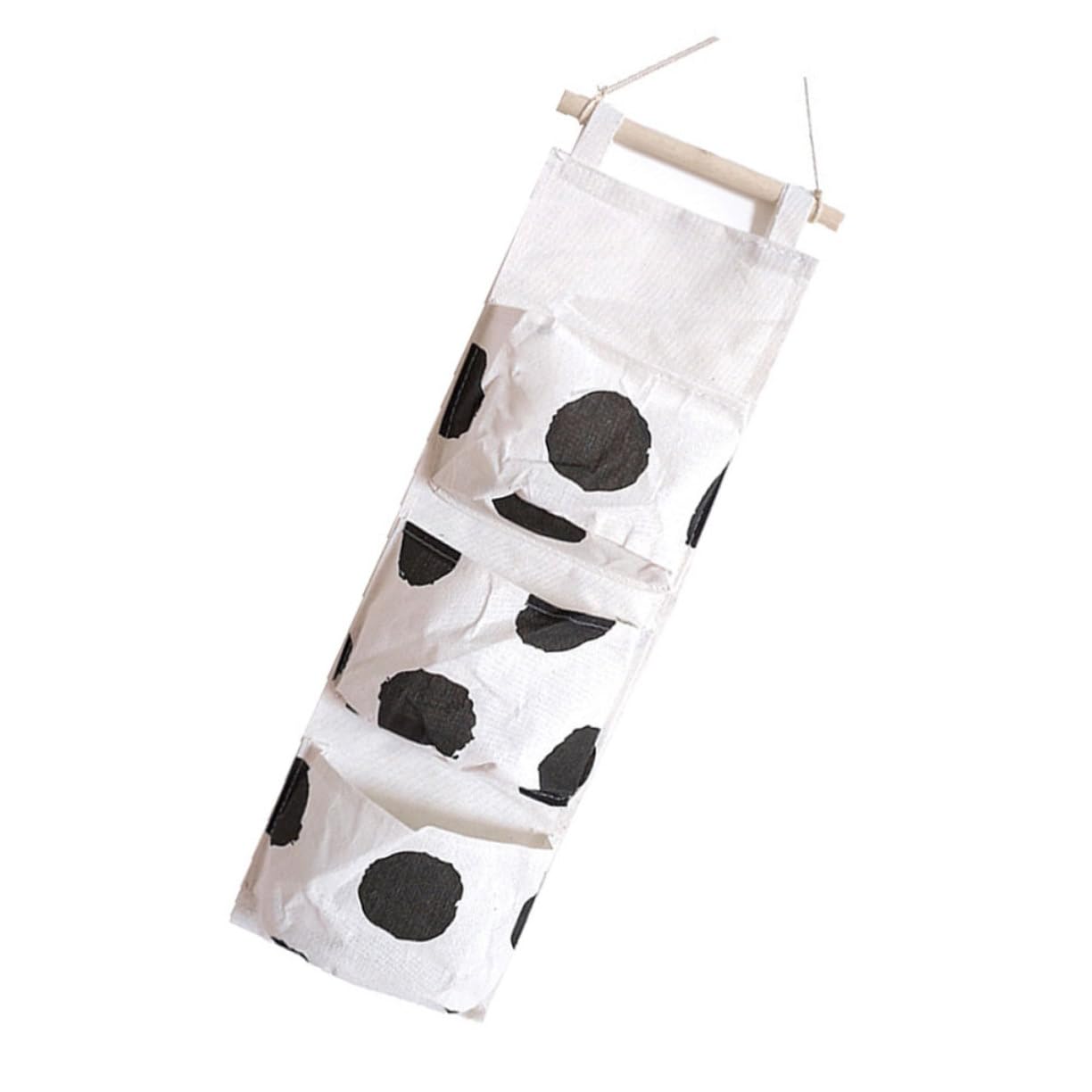 Unomor 1Pc Lovely Cartoon Hanging Pouch Multi Purpose Sundries Holder for Wall Mounting for Student Dorms Cloth Material Space Saving Design Easy to Clean White