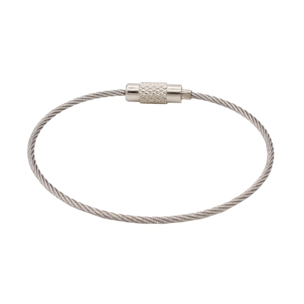 Stainless Cable Keyring Wire Keychain Cable Loops with Keyring Twist Barrel Colour Silver(Pack of 10)