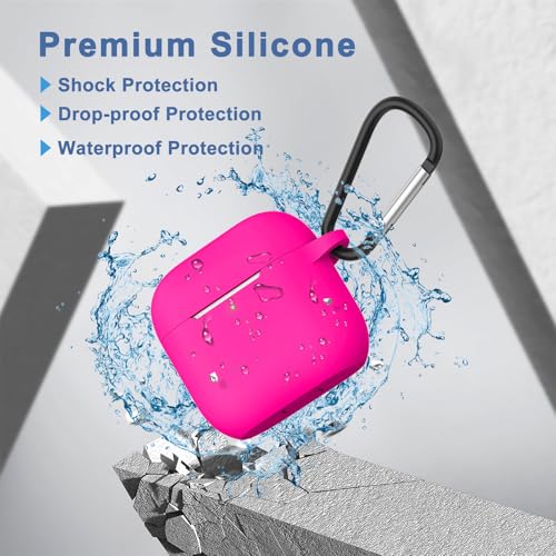 Image of Tobfit Case for AirPods 4 Case Cover 2024 with Lanyard & Keychain, Soft Silicone Protective Case for Apple AirPods 4th Generation, Full Protection, Support Wireless Charging - Rose Red