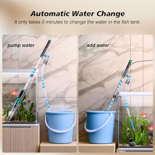 Image of AKKEE Aquarium Vacuum Gravel Cleaner, 36W Electric Fish Tank Cleaner Vacuum, 8 in 1 Multifunctional Aquarium Cleaner for Automatic Water Change, Wash Sand, Water Circulation and Timed Off, Green