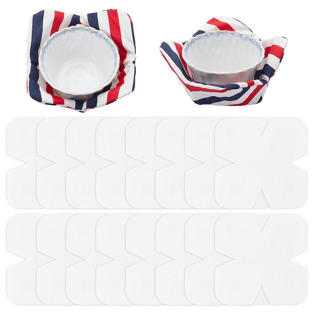 BENECREAT 18Pcs Bowl Cozy Pre Cut Batting, 8x8inch Soft Cotton Fabrics Quilter Batting, Cozy Pattern Template for Sewing DIY Quilting Craft, 3mm Thick