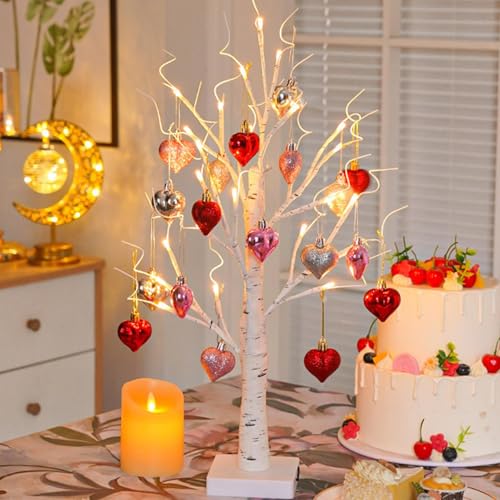 Opiniones y reviews de Iluminación decorativa y para usos específicos los mejores 10. 49 Genérico Árbol de abeduls de San Valentín Iluminado con Ado-rnos de corazón, Decoraciones románticas de ramita de abeduls de San Valentín, decoración de Fiesta navideña