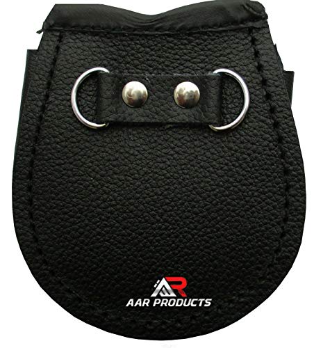 AAR Baby Leather Sporran Thistle Badge Celtic Design 2 Tassels Free Belt Chain2