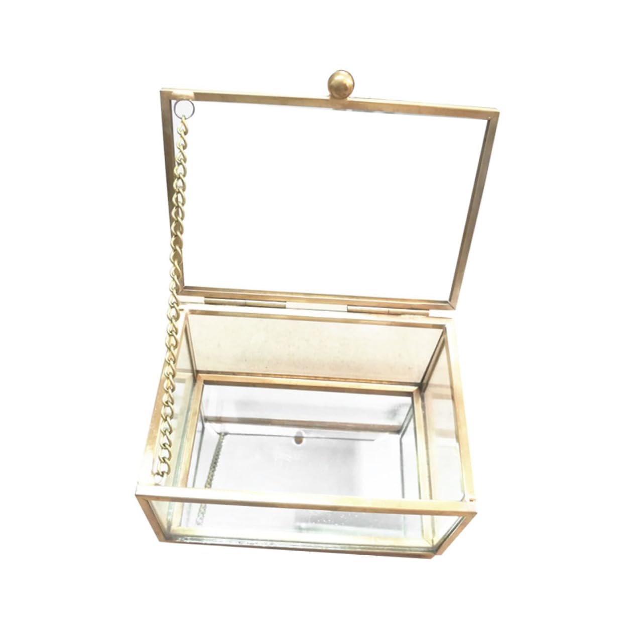 Boîte à bijoux en verre de haute qualité aux finitions dorées