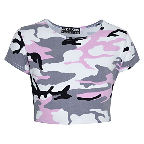 Image of A2Z 4 Kids Girls Camouflage Crop - Baby Pink Camo Crop 7-8