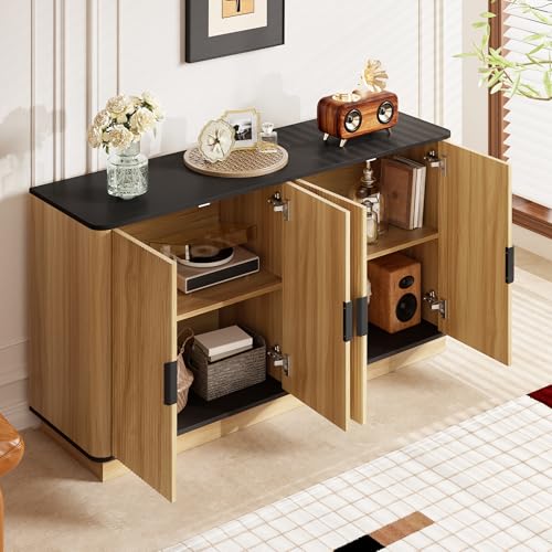 Cómoda acanalada de diseño exclusivo con 4 puertas efecto madera 5