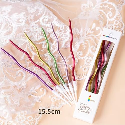 Image of Unscented Party Twisty Metallic Multicolor Spiral Candles-6Pc, Twisty Candles for Birthday, Baby Shower, Wedding Anniversary Party & Cake Decoration
