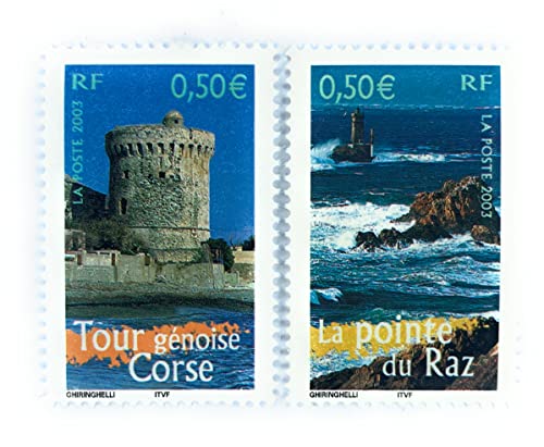 Lot de 2 Timbres de France Neufs de Collection de 2003. N’3598 et 3601. Bretagne (Raz) et Corse
