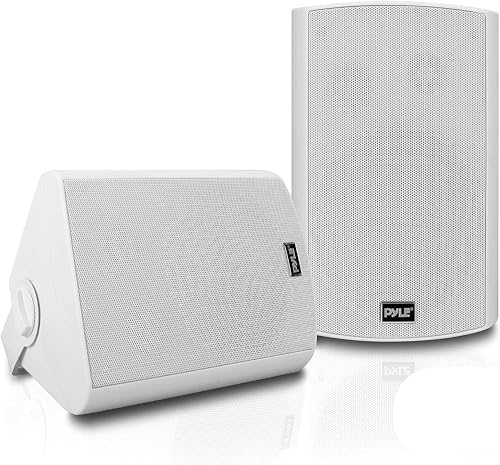 Pyle Sistema De Altavoces Estereo, Portatiles, Resistentes A La Intemperie, Inalambricos, Montaje De Pared, Interiores, Exteriores. Blanco Pyle Sistema De Altavoces Estereo, Portatiles, Resistentes A La Intemperie, Inalambricos, Montaje De Pared, Interiores, Exteriores. Blanco