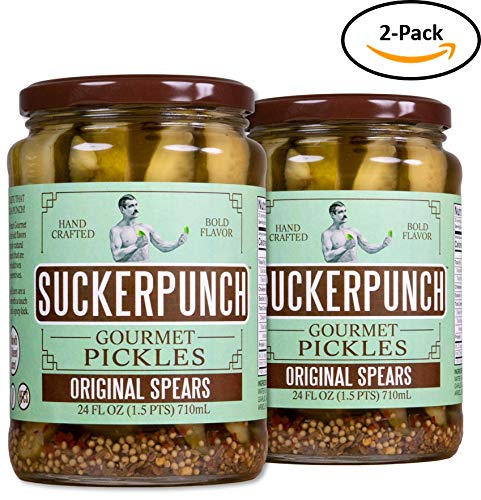 SuckerPunch Gourmet Spicy Garlic Pickle Spears 24 Ounce, 2-Pack