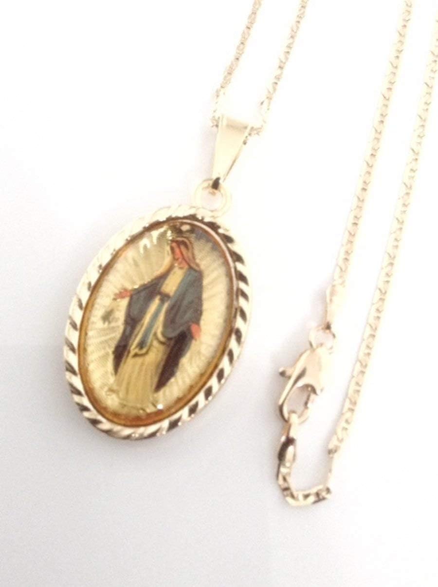 Medalla de la Virgen la Milagrosa Necklace 17 Inches Flat Chain Miraculous Medal - Image 5