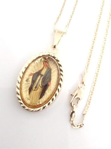 Miniatura 4 de Medalla de la Virgen la Milagrosa Collar 17 Pulgadas Cadena Plana Medalla Milagrosa