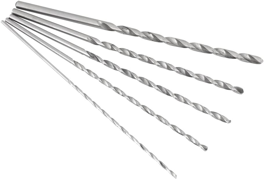 5PCS Extra Long High Speed Steel Drill Bit Sets Straight Shank Drill Bit Tool Wood Drill Bit Set Diameter 2-5mm Length 150mm / 5.9in