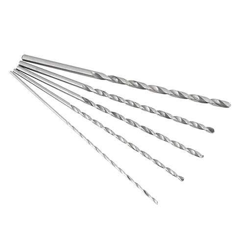 5 brocas en espiral de vástago recto extra largo, kit de brocas extralargas, ideal para la mayoría de trabajos y materiales de perforación