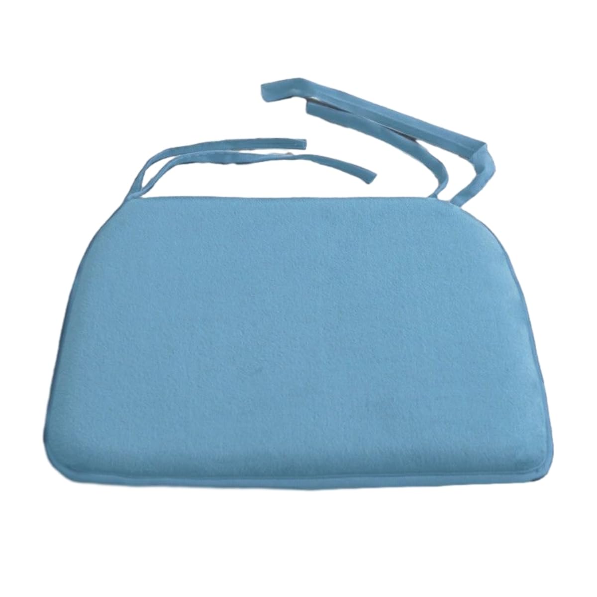 Plush Coral Velvet Chair Cushion with Ties Soft Non Slip Seat Pad for Dining Office Car Solid Color Lake Blue 1 Piece