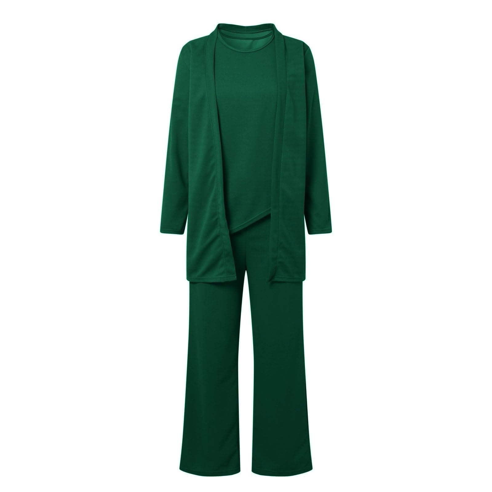 Set lounge da donna per l'autunno – 3 pezzi tuta casual con top a maniche lunghe cardigan e pantaloni tinta unita tuta sportiva elegante loungewear