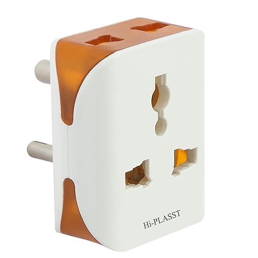 Hi-Plasst (1pc) 3 Pin Modular Travel Universal Multiplug (Type-D) Indian Multi Plug Socket for 2Pin & 3Pin Plugs , Socket Connector for electric board // US to India Converter Plug (Multiplug-1pc)