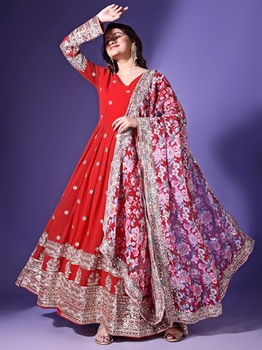 Image of Fashion Basket Georgette Embroidered Anarkali Dress for Women
