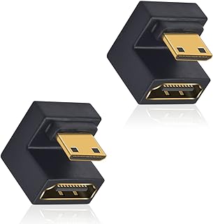 Duttek 8K U Shaped HDMI to Mini HDMI Adapter, Mini HDMI to HDMI 180 Degree Adapter 48Gbps UHD Down Angle Mini HDMI Male to HDMI Female Extender Converter for Cameras, Projectors 2 Pack