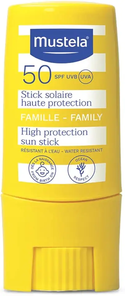 Mustela Protetor Solar Stick FPS 50 8g - Filtro solar facial bastão - Alta proteção contra raios UVA e UVB para Bebês, Crianças e Adultos - Fórmula hipoalergênica com Abacate Orgânico - Mustela Bebê