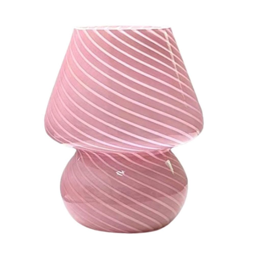Kichi Pink Glass Led Desk Lamp Mushroom Shaped Table Lamp Bedroom Bedside Kids Room Desk Table Lamp Decoration B