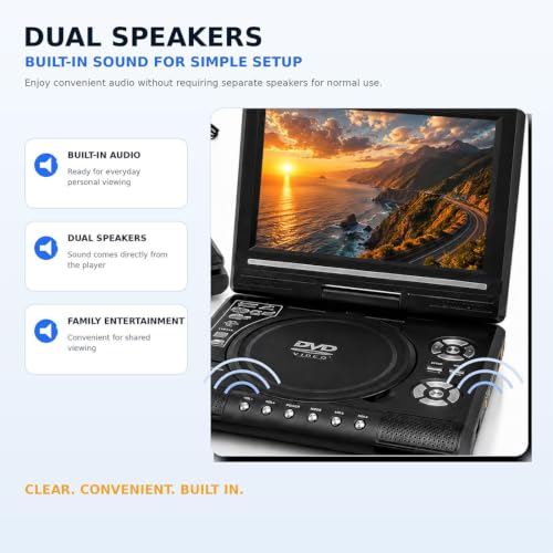 Image of 7.8 inch HD Portable DVD /EVD Player - Rechargeable Large Screen Media Player, Portable DVD Players, Compatible with CD /USB /SD, Perfect for Home & Travel Enjoy Movies,2PC