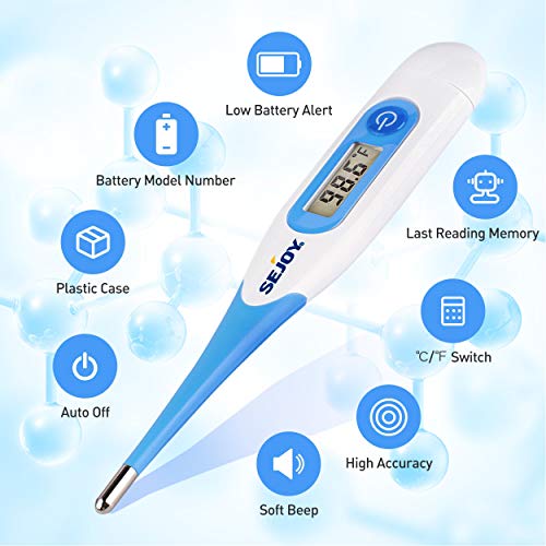 Digital Thermometer for Adults, Medical Oral Thermometer for Fever, Rectal Armpit Thermometer for Baby Kids and Adults, Accurate Waterproof Termometro