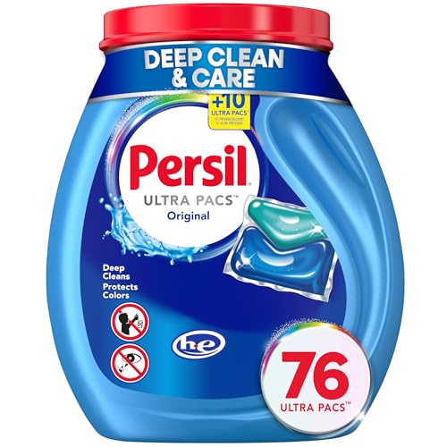 Image of Persil Ultra Pacs Original Everyday Clean Laundry Detergent, 76 Count, No Mess, Single-Dose Laundry Soap, Deep Clean Fabric Care for Colors & Whites, All Water Temperatures, HE Safe