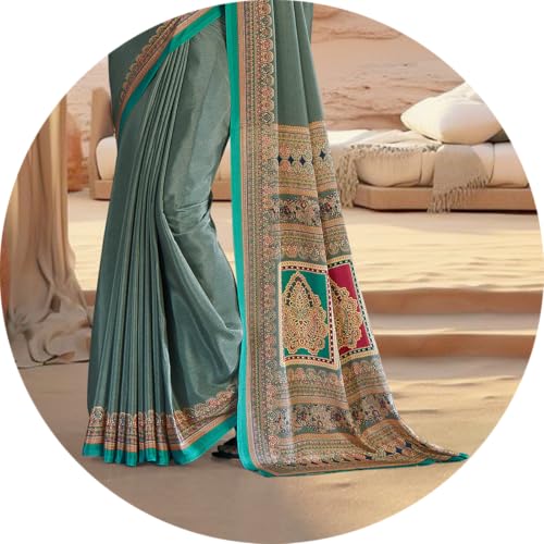 Image of Jaanvi fashion Women's Crepe Silk Saree with Unstitched Blouse Piece | Soft Lightweight Traditional Ethnic Wear Saree for Party, Wedding, Festival
