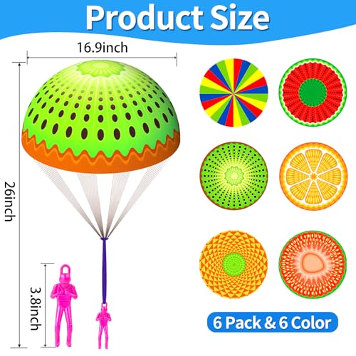 6 Pcs Parachute Toys for Kids 3 4 5 6 7 8-12 Years Hand Throwing Outdoor Toys with Small Figures for Boys Girls Birthday Easter Gifts Valentines Party Favors Classroom Prizes Goodie Bags Stuffers