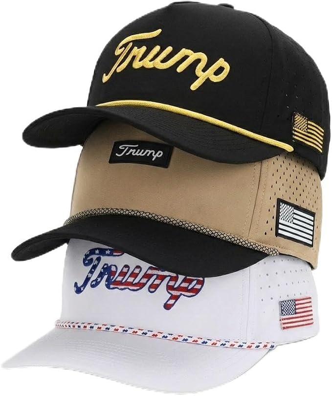 Curves &amp; Clubs Trump Golf Hats – One Size Adjustable Men’s Hat – Breathable &amp; Durable Trump Rope Hat - Perfect Golf Gift