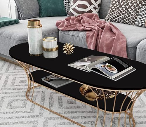 Image of Metal Oval Coffee Table Living Room Sofa Side Cabinet Small Table Creative Household Removable Coffee Table Black Gold