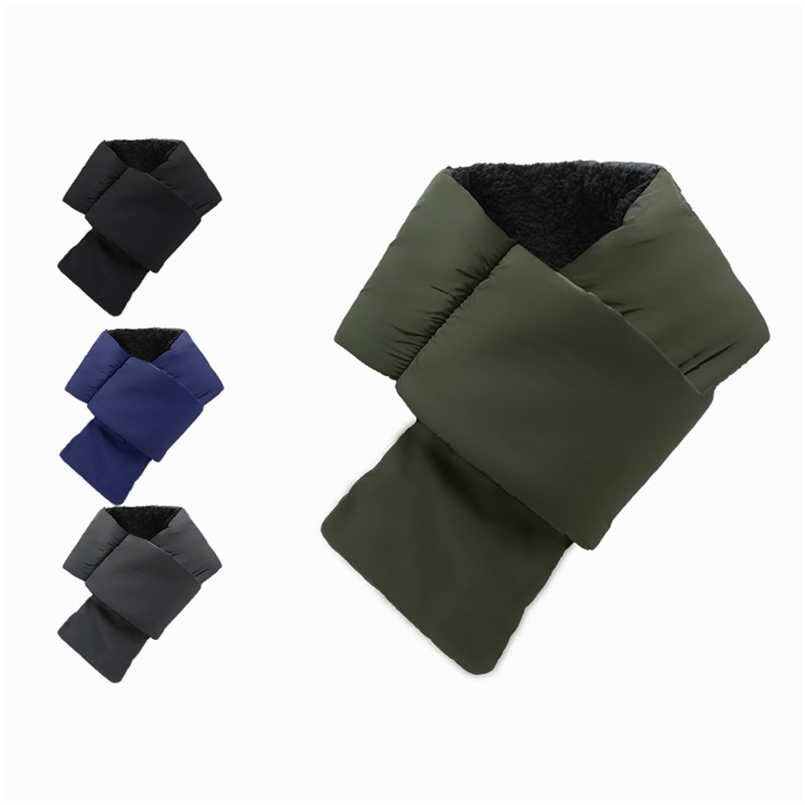 Sciarpa invernale in piumino da 3 pezzi for uomo donna ragazza morbida croce colori solidi sciarpe in peluche impermeabili protezione collo scaldacollo Per Campeggio,Escursionismo
