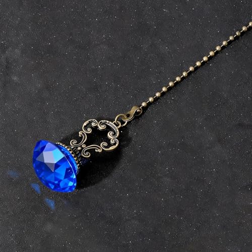 Image of 1Pcs Crystal Ceiling Fan Pull Chains Ornament Colorful Diamond Pendant Switch with 12 Inches Line Bead for Ceiling Light Desk Lamp blue