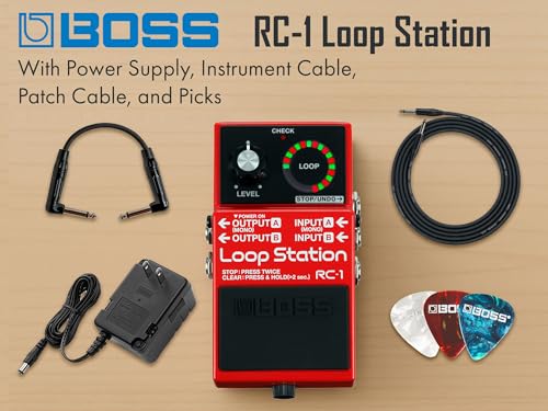 Image of Boss RC-1 Loop Station | Bundle with Gearlux Power Supply, Instrument Cable, Patch Cable, and Picks