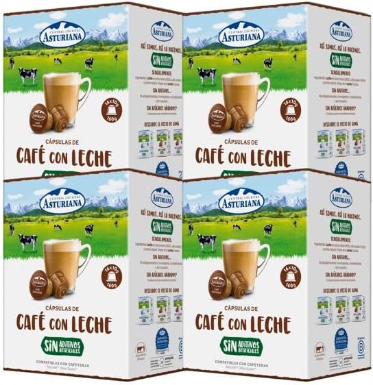 Central Lechera Asturiana Cápsulas de Café con Leche - Compatible...
