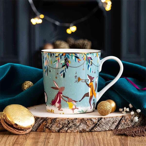 Portmeirion Sara Miller London Woodland Tales Mug, Merry Band, Green, 9x7x12cm - Image 4