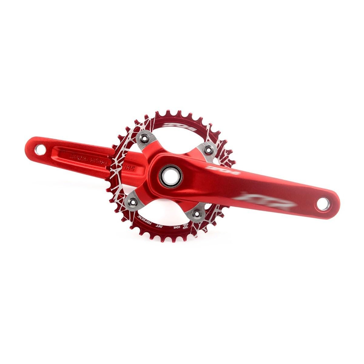 HZXQCVB 170mm Mountain Bike Crankset 104 32T/34T/36T/38T Chainring Hollow Integrated Crankset Aluminum Alloy MTB Crank Arm Set(Red,32T)