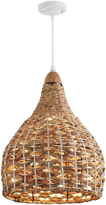 Suspension E27 en rotin luminaire tissé main pour plafond