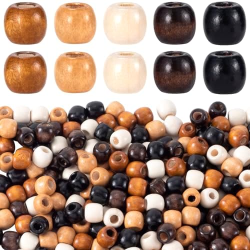 Large Hole Natural Wood Beads - 20mm Round - 5 Beads - AJ Craft...