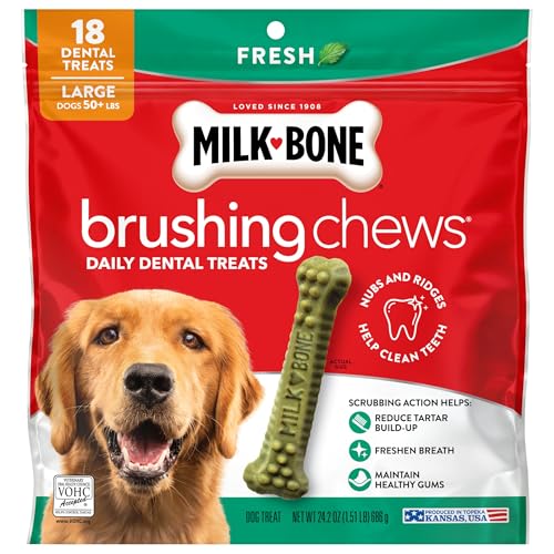 Milk-Bone Brushing Chews, Large, Fresh Flavor, 18 Dental Treats - image 8