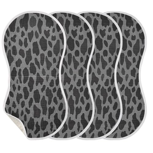 Black Leopard Print Burp Cloths Cotton Baby Washcloths,Large 22x11in Burping Cloth Absorbent and Soft for Newborn Baby Boys and Girls,1 Pack3