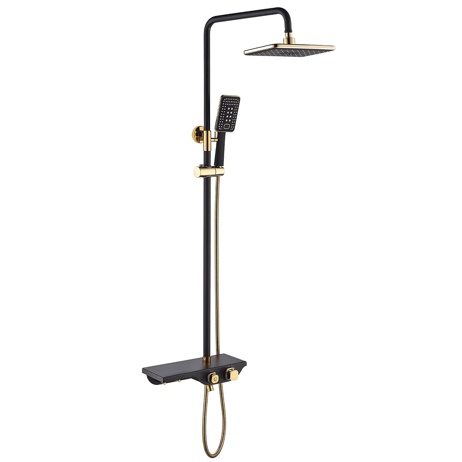 WOTZOV Rain Shower System With Thermostat, Wall Mounted Faucet Set Luxury Combo With Bath Filler, Abs Rainfall Head And 3 Function Handheld Sprayer