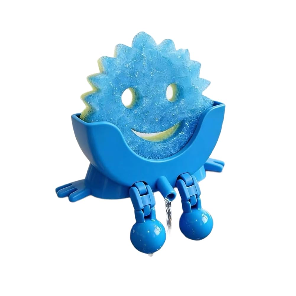 UDSKNV[KSL Cute for Kitchen Sink Sponge Holder, Hanging Scrub Ponge with Drainage, Ideal for Peeing Blue
